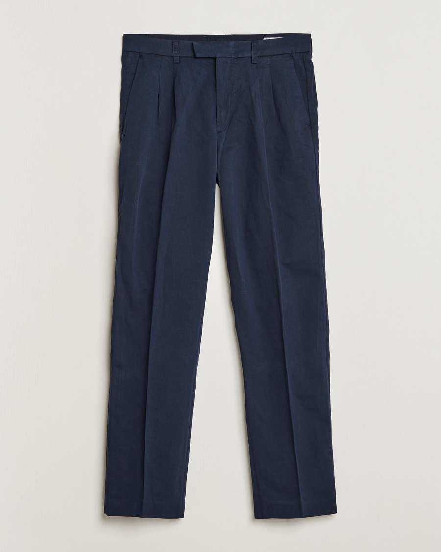 Hombres | Pantalones | NN07 | Fritz Pleated Trousers Navy Blue