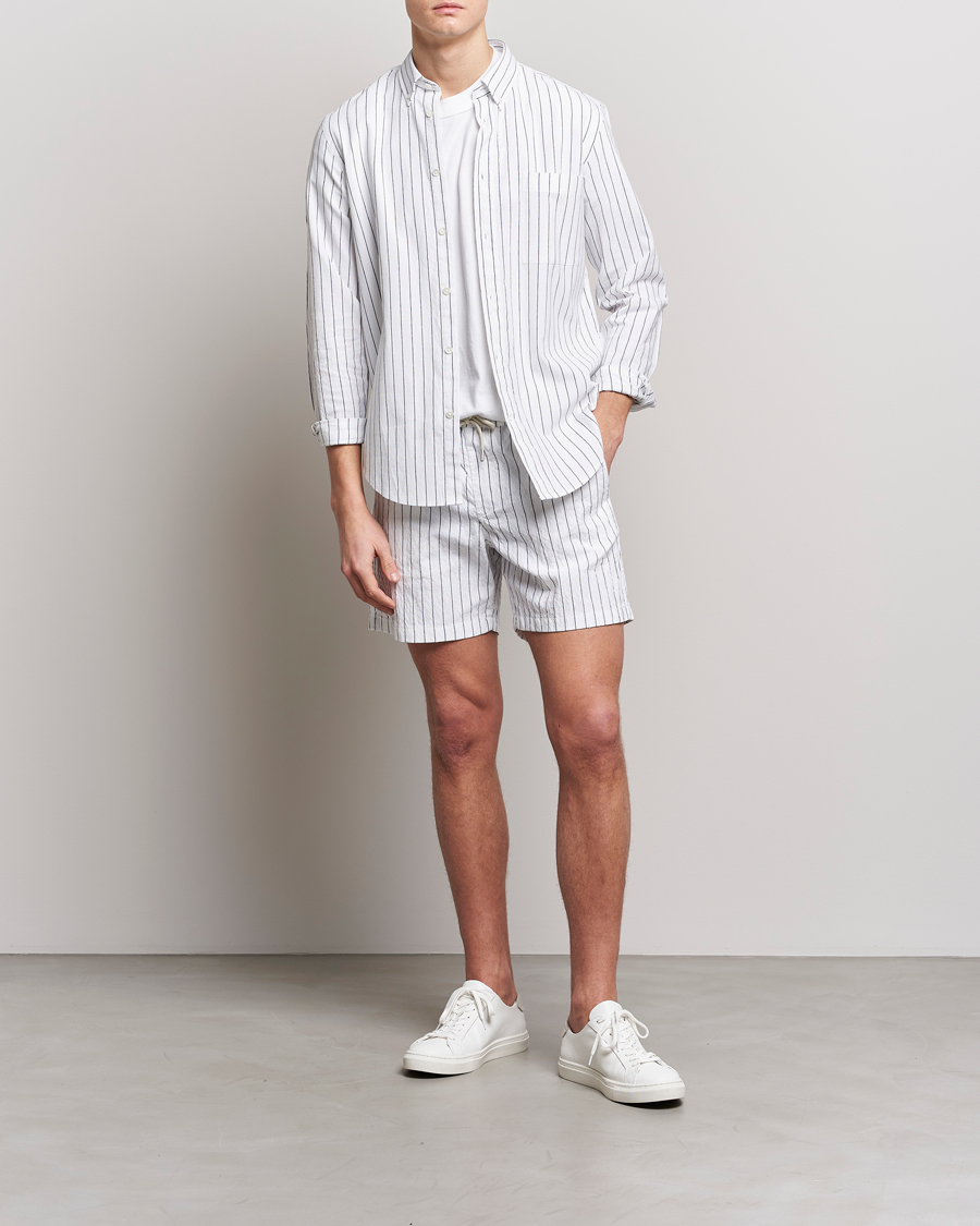 Hombres | Pantalones cortos | NN07 | Gregor Creppe Drawstring Shorts Black/White