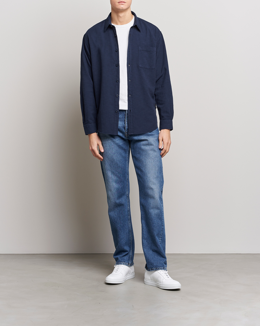 Hombres | Camisas | NN07 | Deon Jacquard Shirt Navy Blue