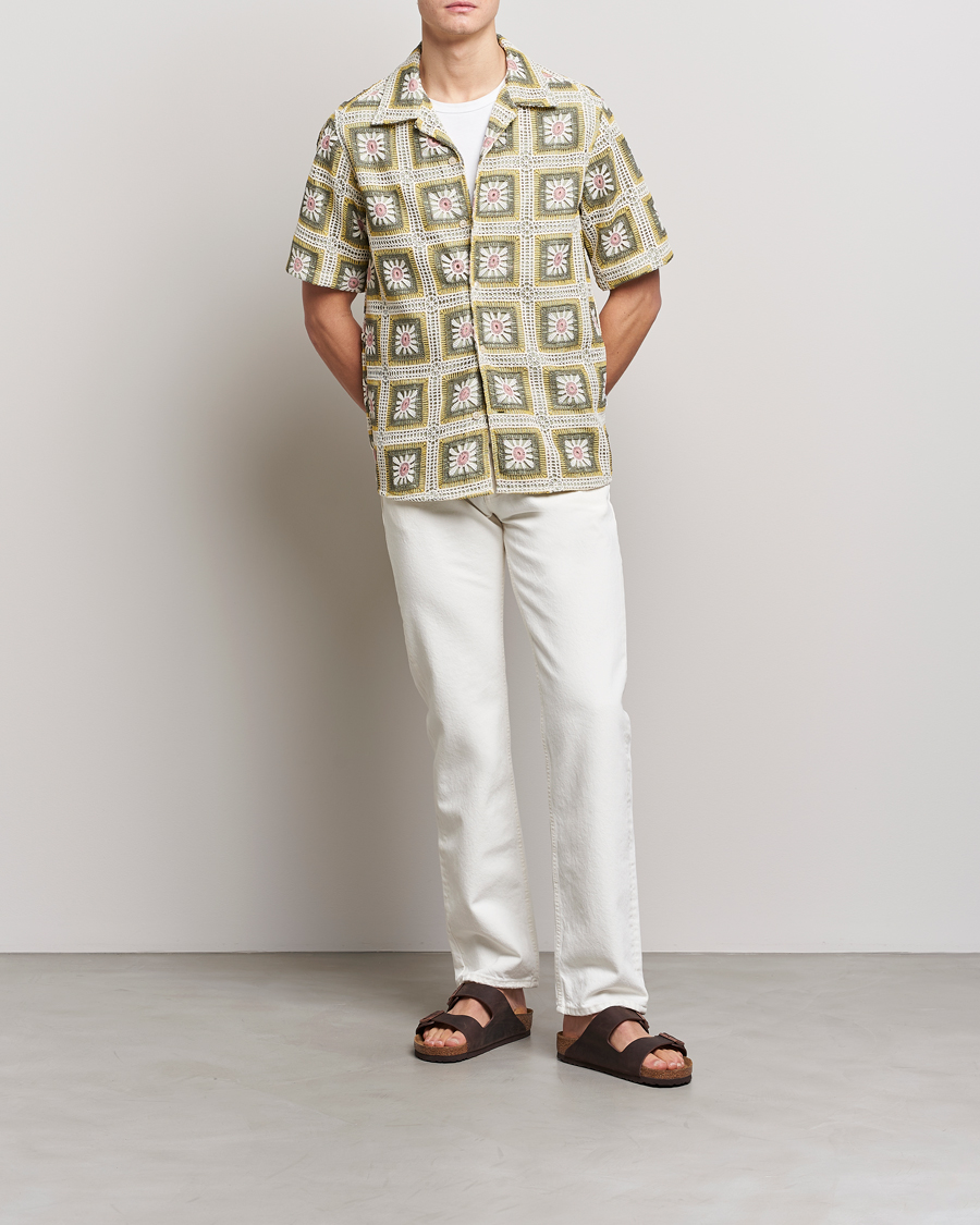 Hombres | Camisas | NN07 | Julio Flower Short Sleeve Shirt Pale Green