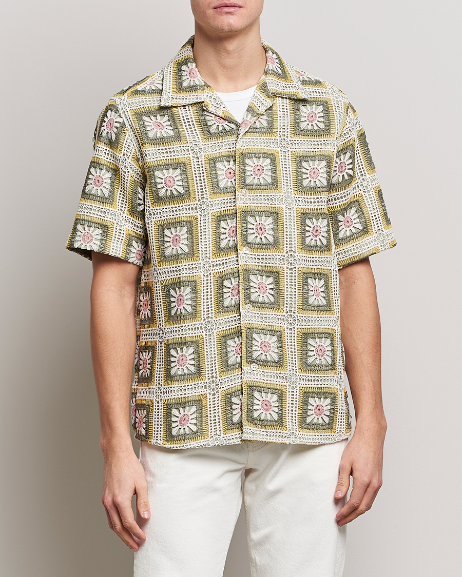 Hombres | Camisas | NN07 | Julio Flower Short Sleeve Shirt Pale Green