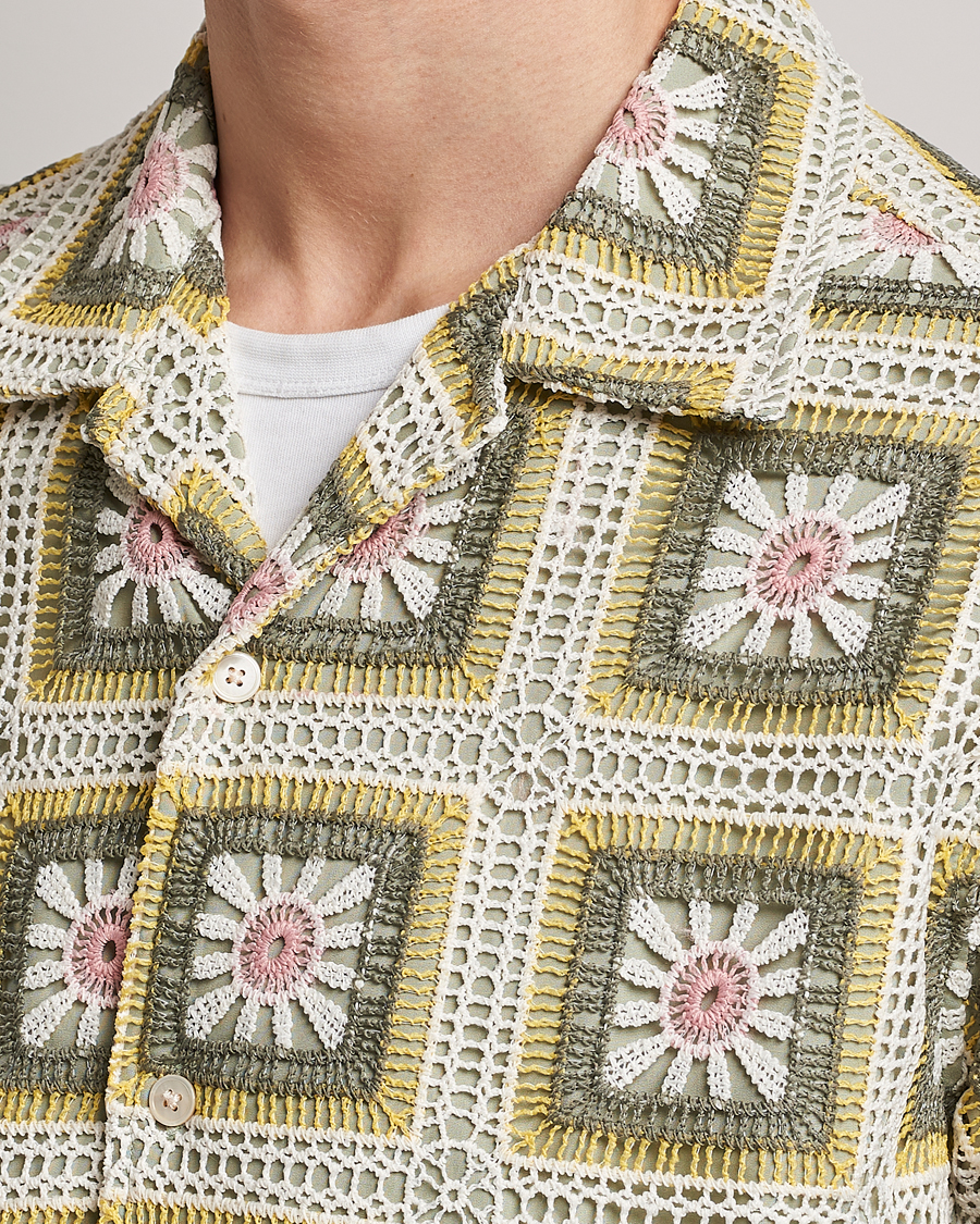 Hombres | Camisas | NN07 | Julio Flower Short Sleeve Shirt Pale Green