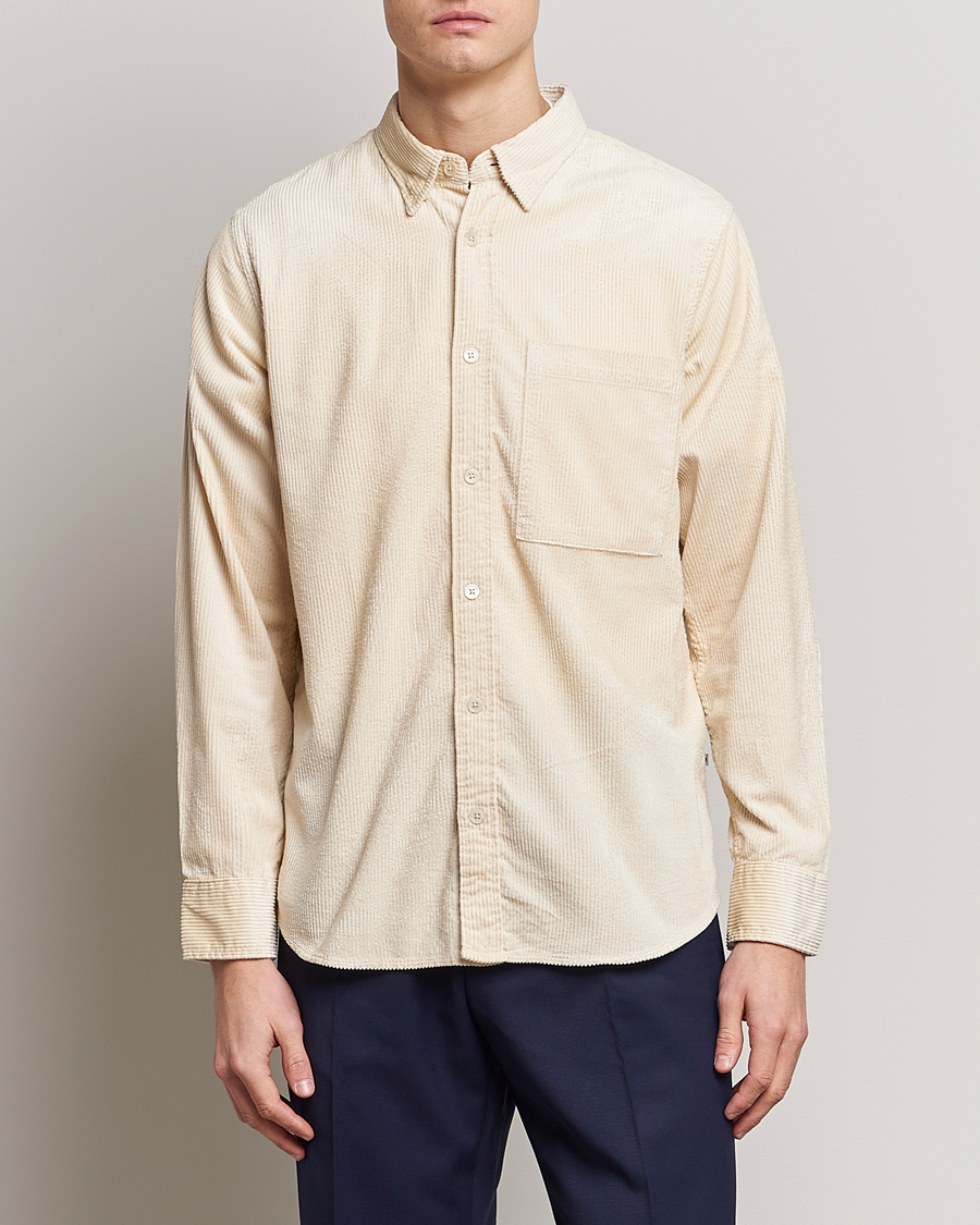 Hombres | Camisas | NN07 | Cohen Tencel Corduroy Shirt Ecru
