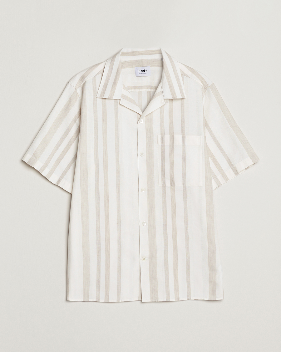 Hombres | Camisas | NN07 | Julio Block Stripe Short Sleeve Shirt Khaki/White