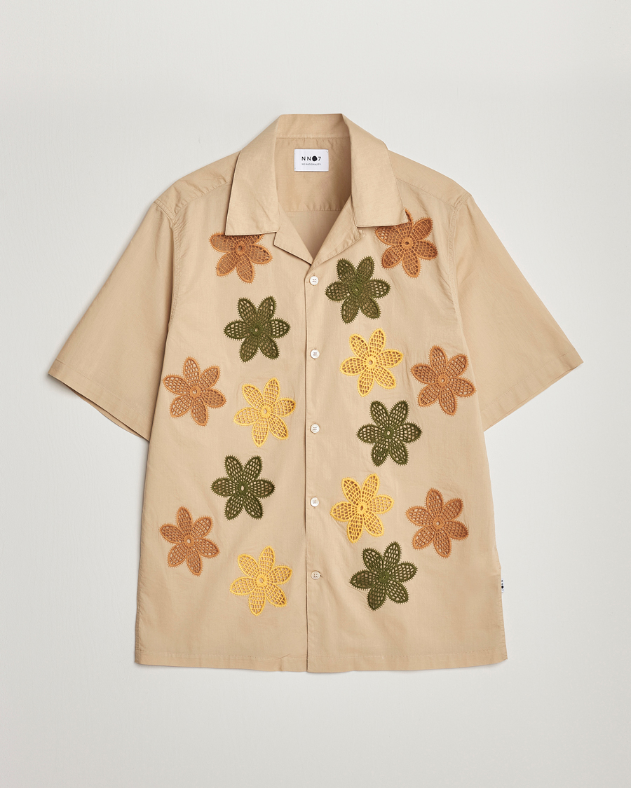 Hombres | Camisas | NN07 | Julio Flower Short Sleeve Shirt Cream