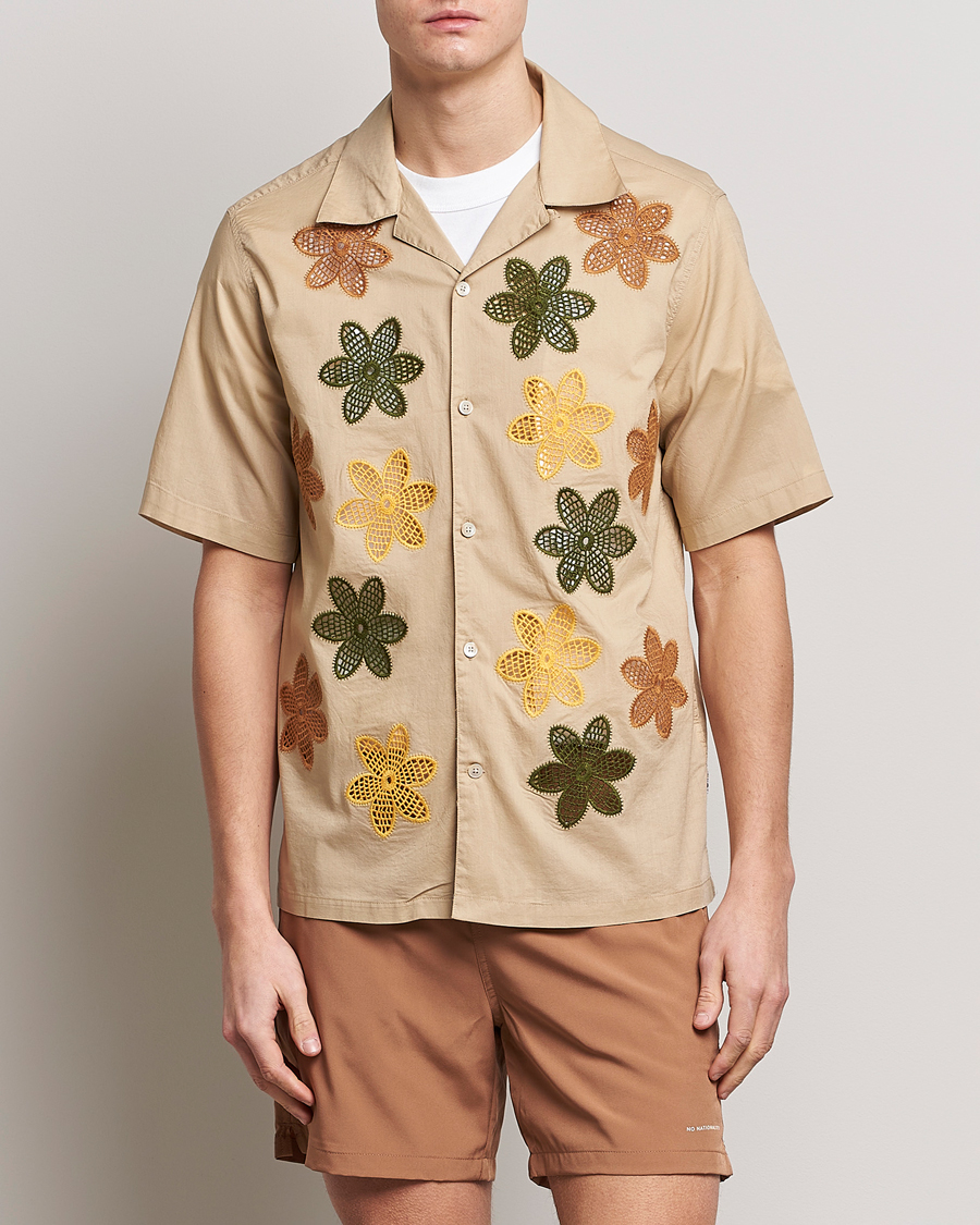 Hombres | Camisas | NN07 | Julio Flower Short Sleeve Shirt Cream