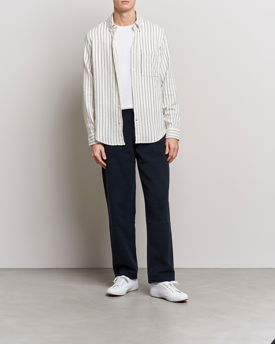 Hombres | Camisas | NN07 | Arne Linen Striped Shirt Navy/White