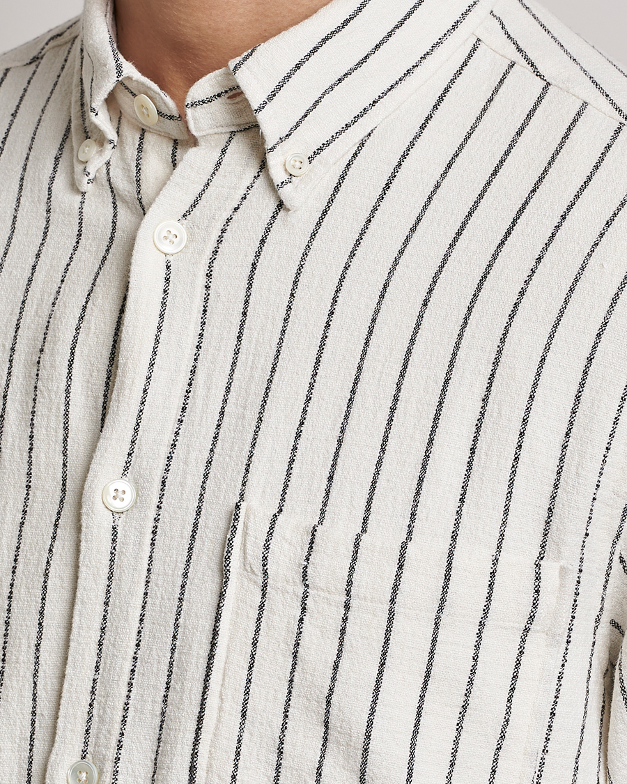 Hombres | Camisas | NN07 | Arne Linen Striped Shirt Navy/White