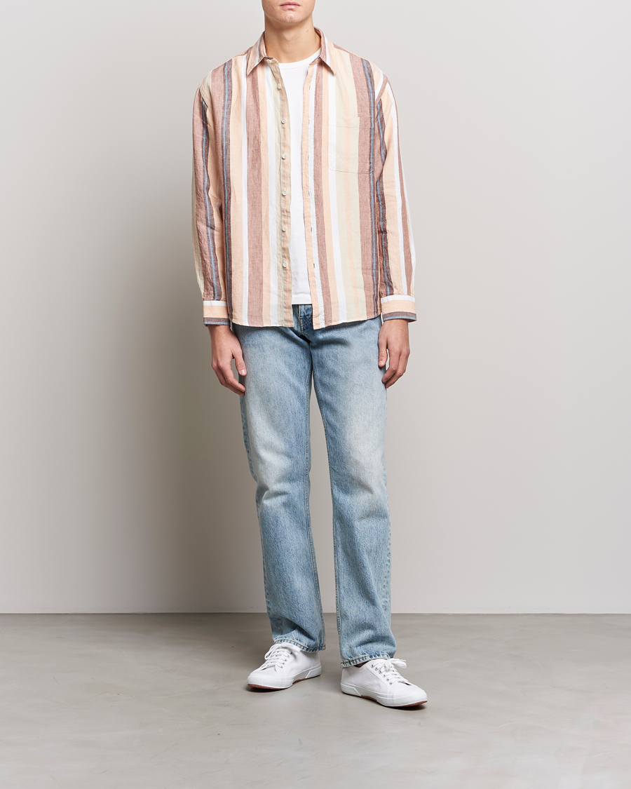 Hombres | Camisas | NN07 | Deon Linen Striped Shirt Multi