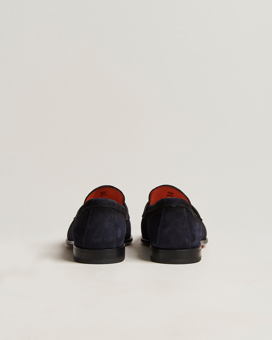 Hombres | Santoni Penny Loafer Navy Suede | Santoni | Penny Loafer Navy Suede