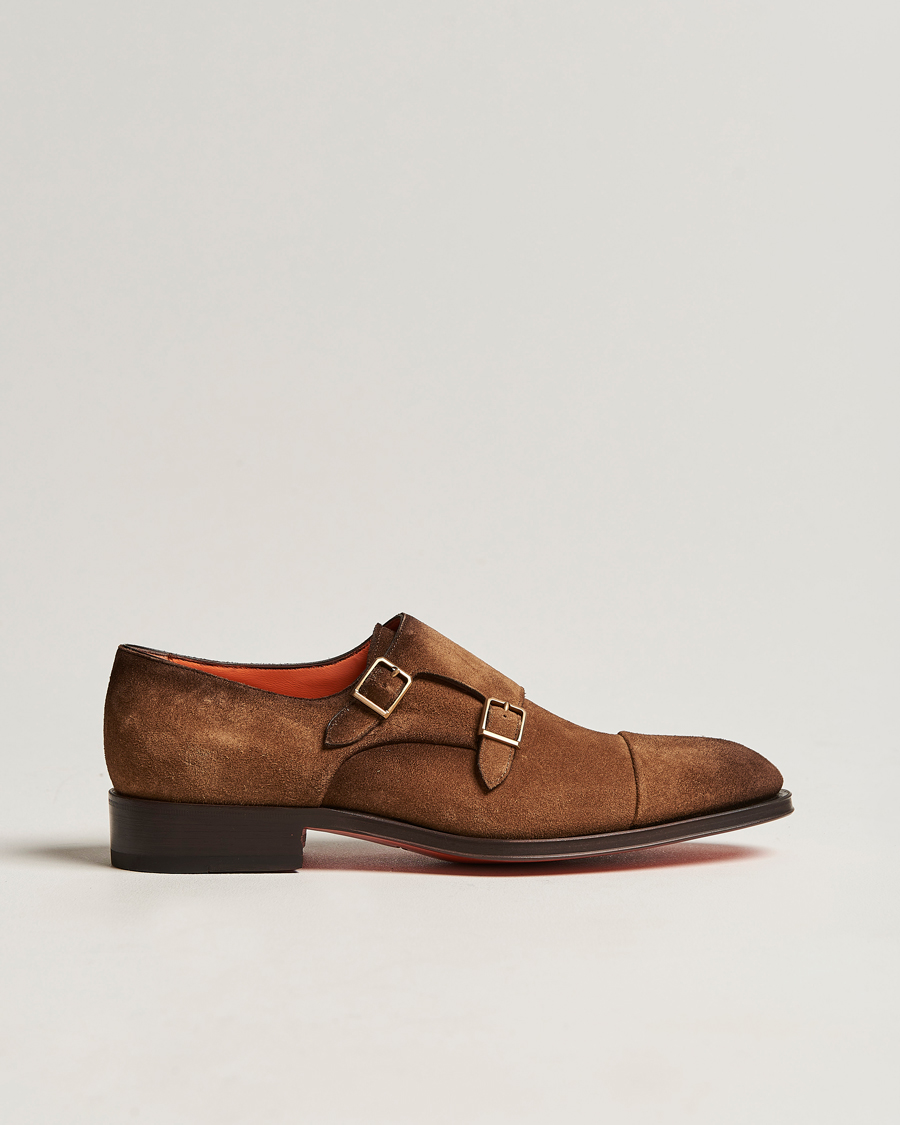 Hombres | Santoni Double Monk Shoe Brown Suede | Santoni | Double Monk Shoe Brown Suede