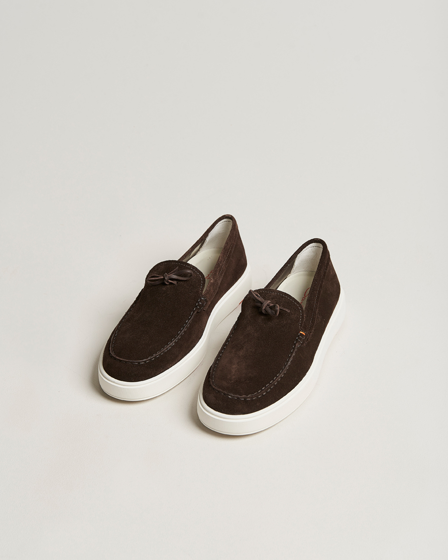 Hombres | Santoni Lacetto Slip On  Dark Brown Suede | Santoni | Lacetto Slip On  Dark Brown Suede