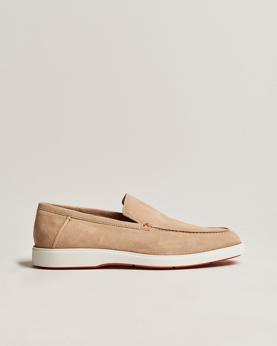 Hombres | Santoni Summer Loafer Beige Suede | Santoni | Summer Loafer Beige Suede
