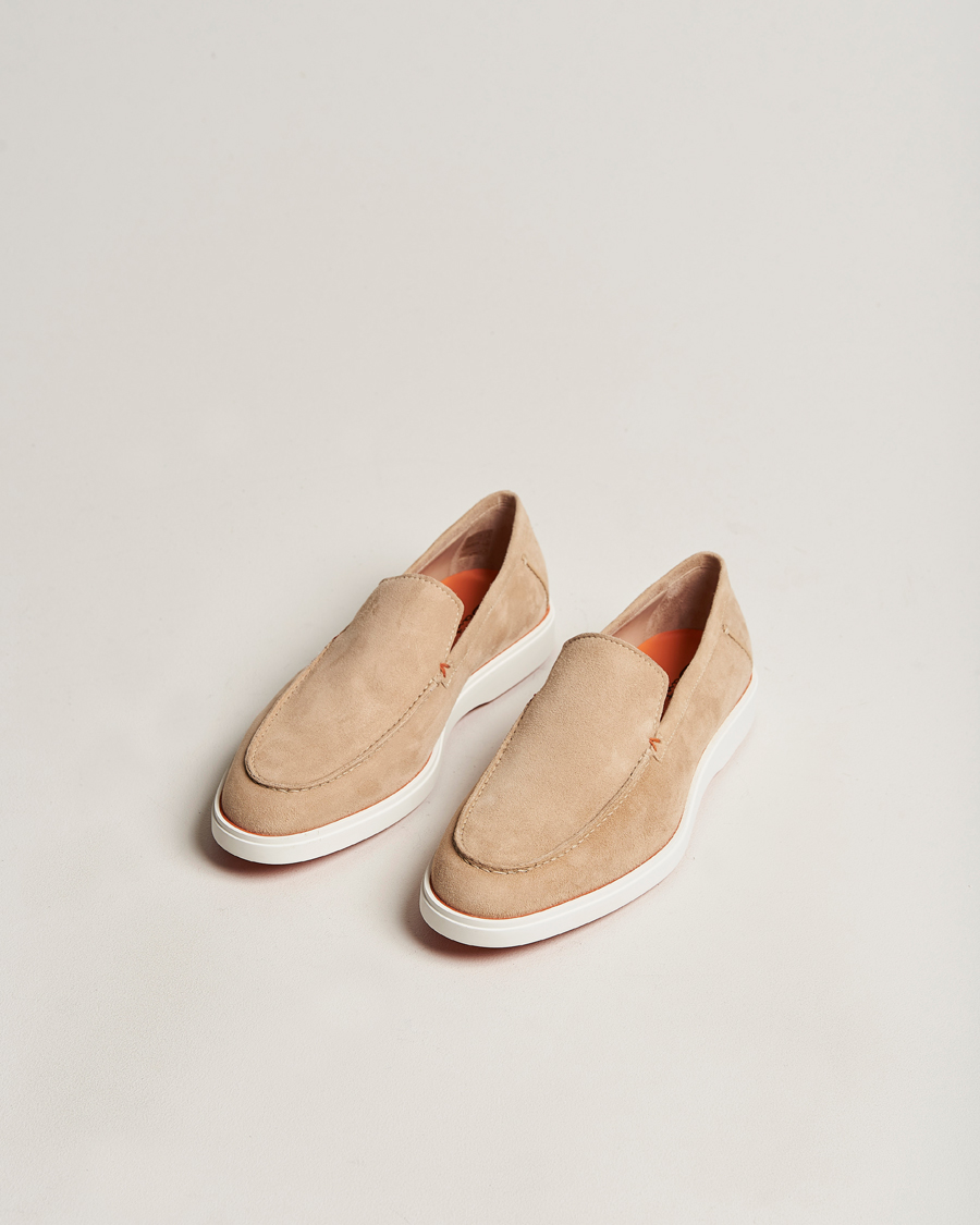 Hombres | Santoni Summer Loafer Beige Suede | Santoni | Summer Loafer Beige Suede