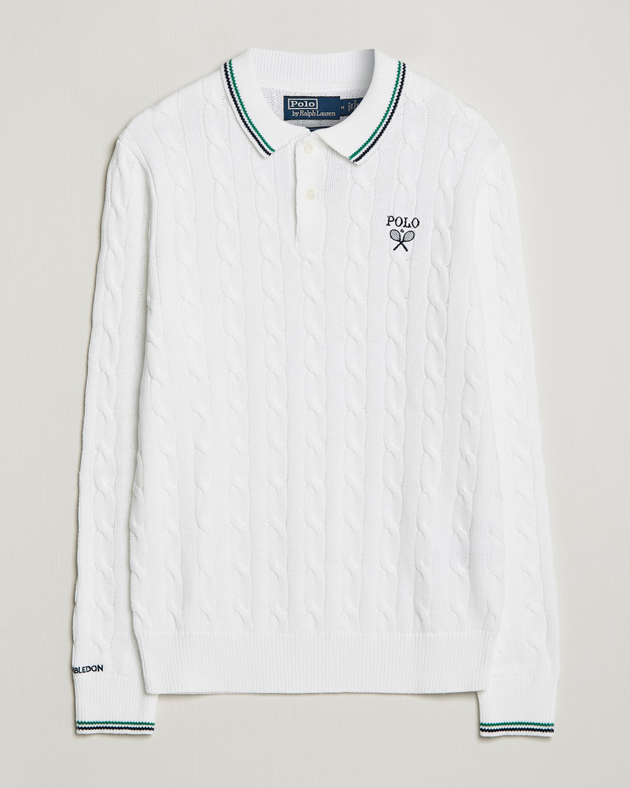 Hombres | Jerséis y prendas de punto | Polo Ralph Lauren | Cotton Cable Knitted Polo Ceramic White