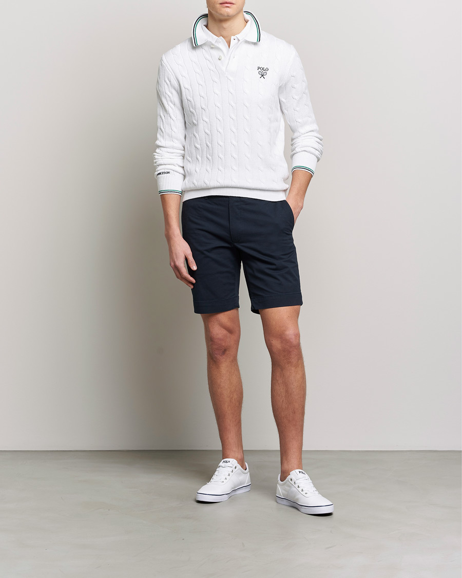 Hombres | Jerséis y prendas de punto | Polo Ralph Lauren | Cotton Cable Knitted Polo Ceramic White