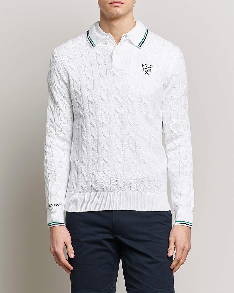 Hombres | Jerséis y prendas de punto | Polo Ralph Lauren | Cotton Cable Knitted Polo Ceramic White