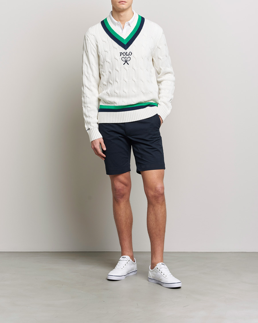 Hombres | Jerséis y prendas de punto | Polo Ralph Lauren | Knitted V-Neck Cricket Sweater Ceramic White