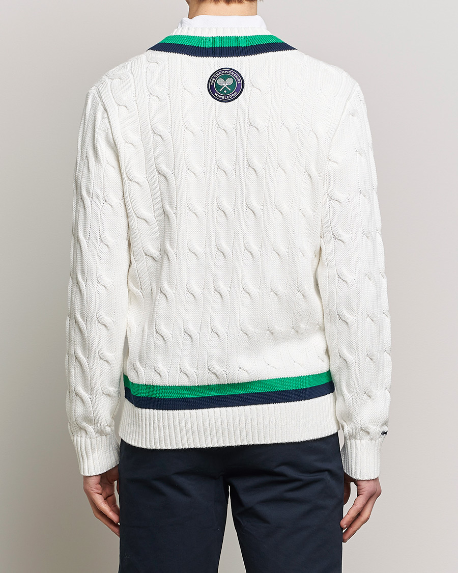 Hombres | Jerséis y prendas de punto | Polo Ralph Lauren | Knitted V-Neck Cricket Sweater Ceramic White