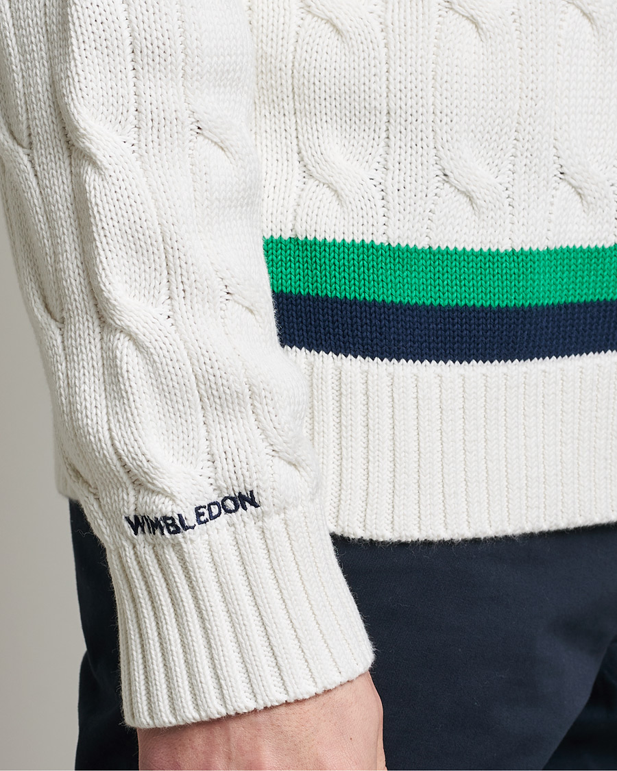 Hombres | Jerséis y prendas de punto | Polo Ralph Lauren | Knitted V-Neck Cricket Sweater Ceramic White