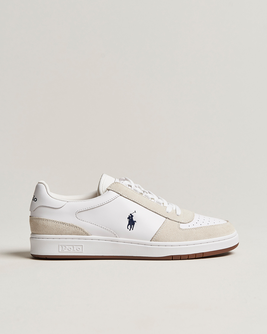 Hombres | Polo Ralph Lauren CRT Leather/Suede Sneaker White/Navy | Polo Ralph Lauren | CRT Leather/Suede Sneaker White/Navy