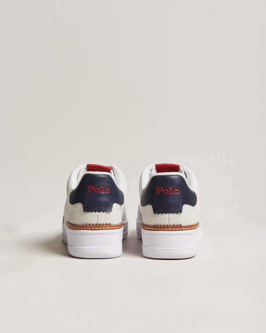 Hombres | Polo Ralph Lauren Masters Court Suede Sneaker White/Navy/Red | Polo Ralph Lauren | Masters Court Suede Sneaker White/Navy/Red