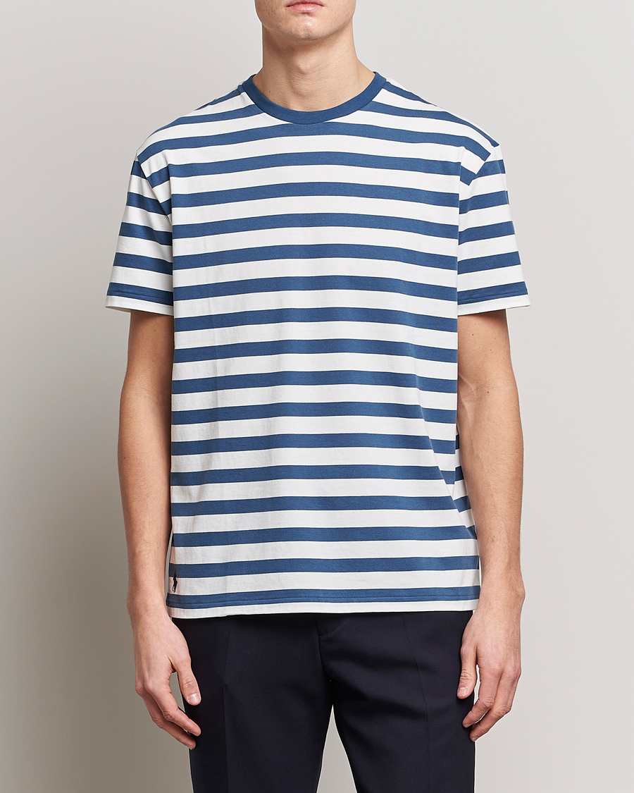 Hombres | Camisetas | Polo Ralph Lauren | Brushed Spa Jersey Striped Crew Neck T-Shirt White/Blue