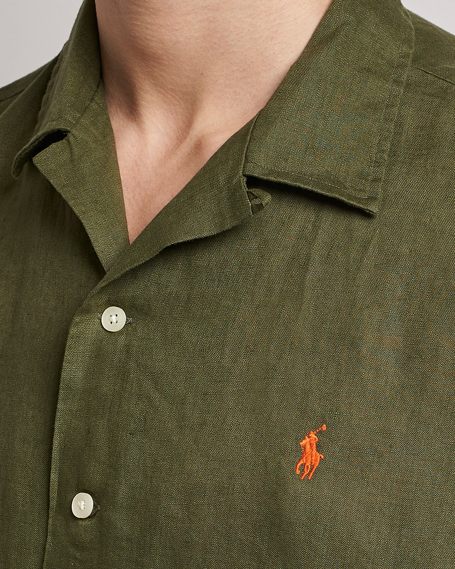 Hombres | Camisas | Polo Ralph Lauren | Linen Camp Collar Short Sleeve Shirt Dark Sage