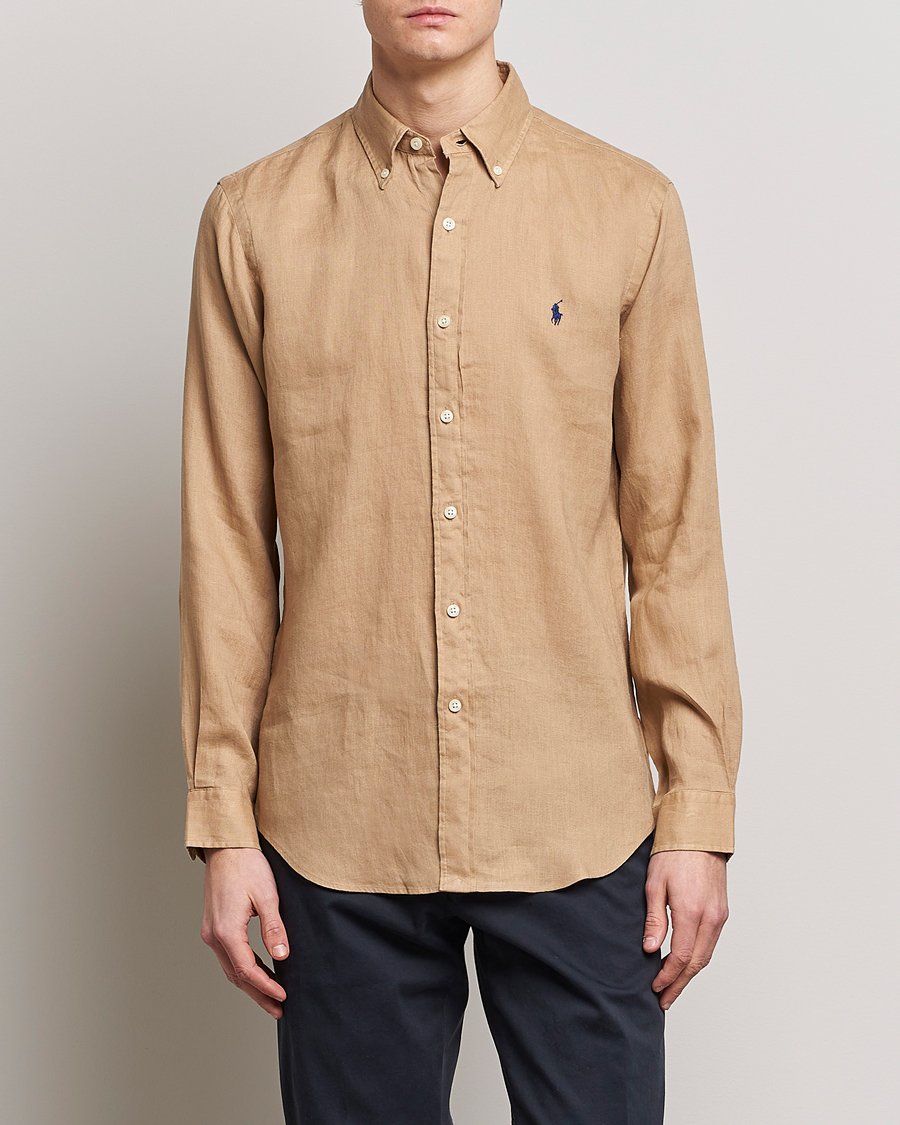 Hombres | Camisas de lino | Polo Ralph Lauren | Custom Fit Linen Button Down Vintage Khaki