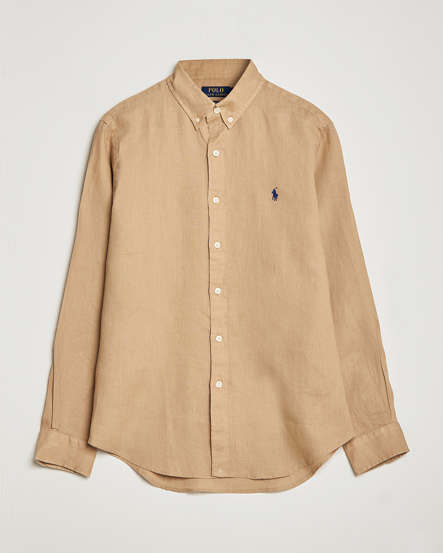 Hombres | Camisas | Polo Ralph Lauren | Slim Fit Linen Button Down Shirt Vintage Khaki