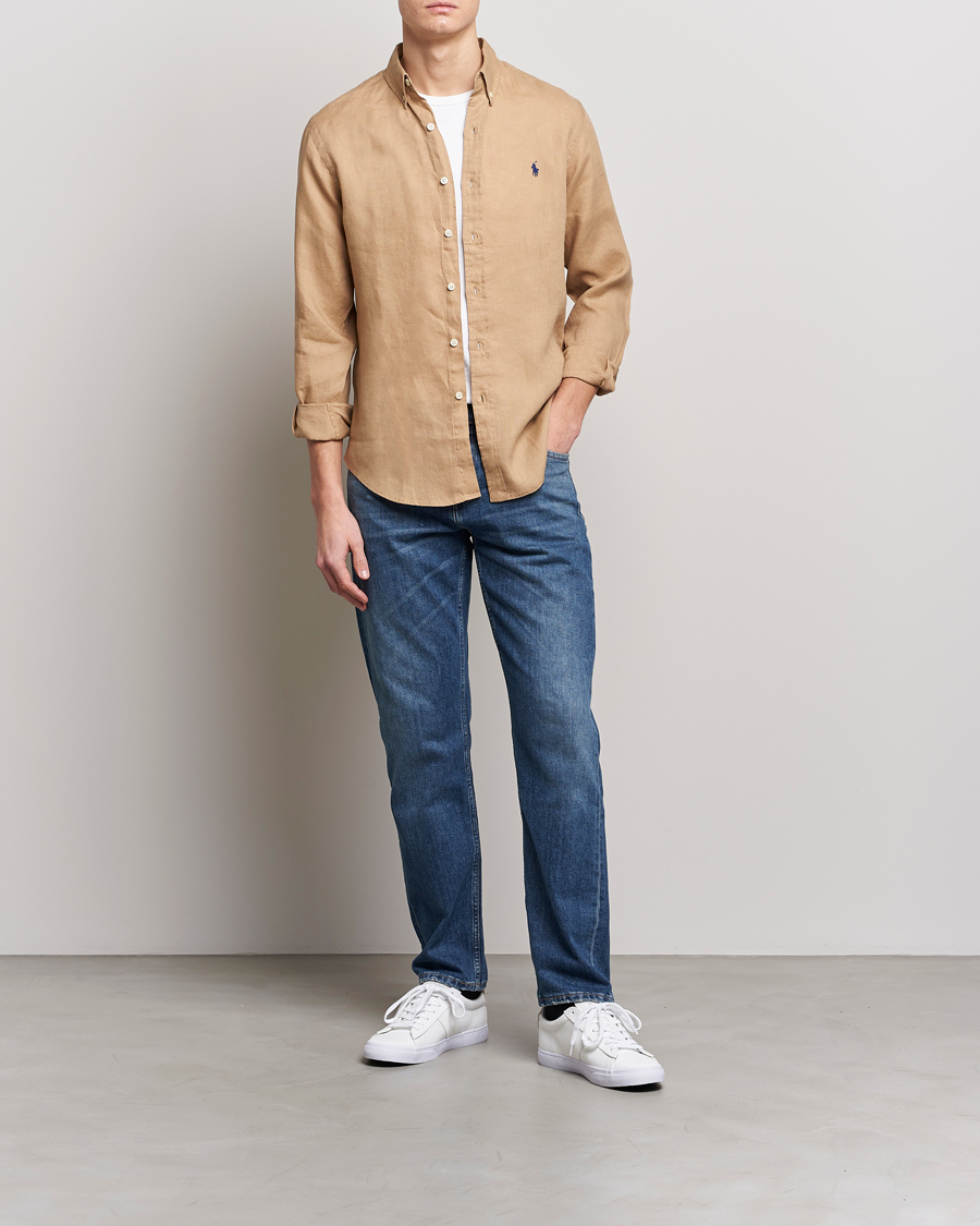 Hombres | Camisas | Polo Ralph Lauren | Slim Fit Linen Button Down Shirt Vintage Khaki