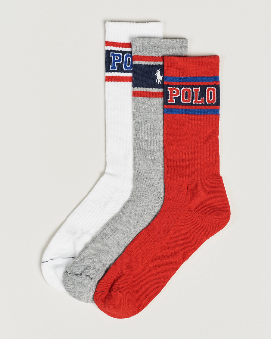 Hombres | Ropa interior y calcetines | Polo Ralph Lauren | Varsity 3-Pack Sock Red/Grey/White