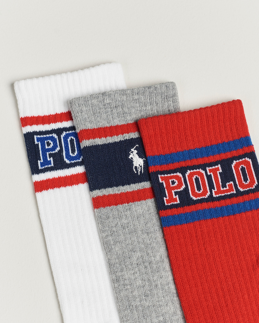 Hombres | Ropa interior y calcetines | Polo Ralph Lauren | Varsity 3-Pack Sock Red/Grey/White
