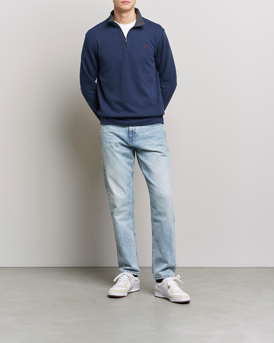 Hombres | Jerséis y prendas de punto | Polo Ralph Lauren | Double Knit Half-Zip Sweater Spring Navy Heather