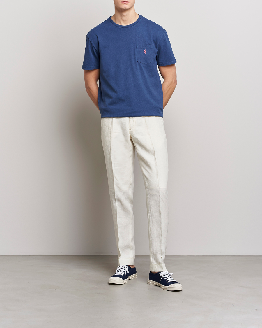 Hombres | Camisetas | Polo Ralph Lauren | Cotton/Linen Crew Neck T-Shirt Light Navy