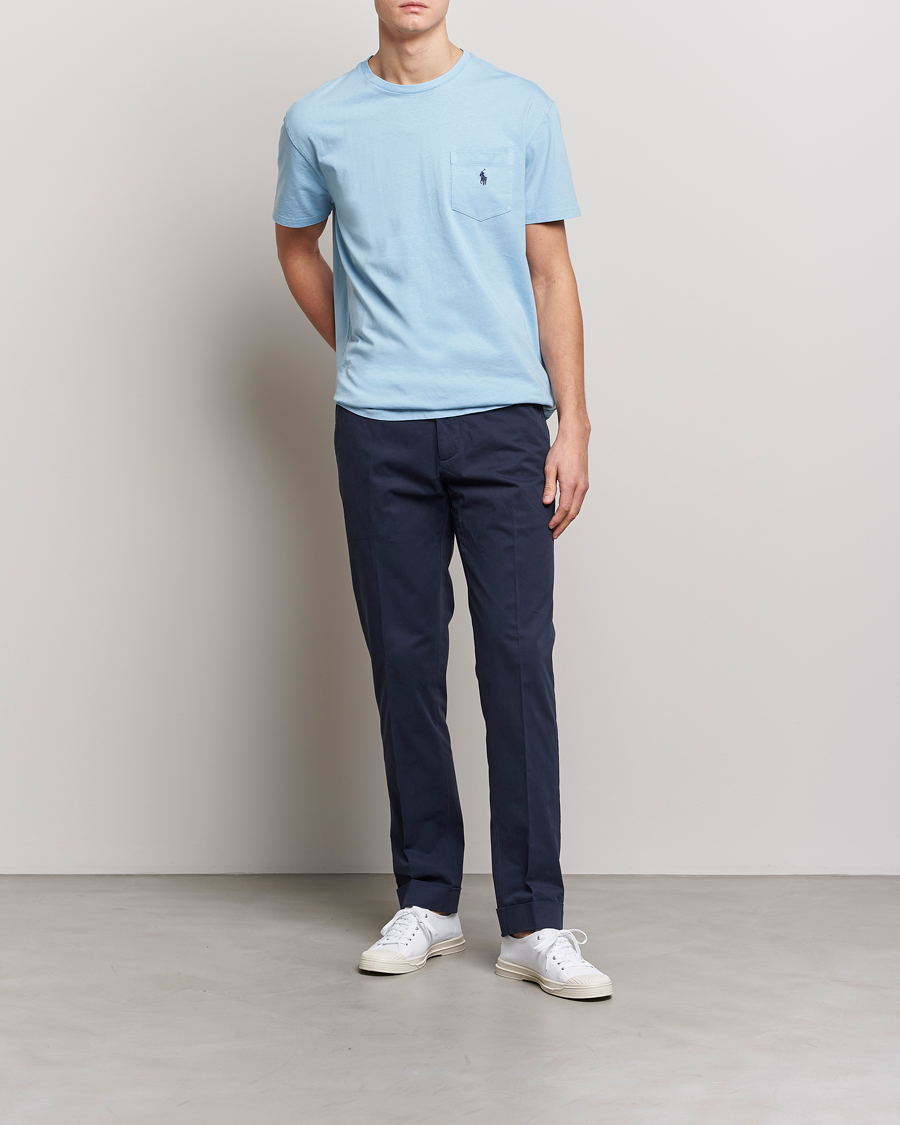 Hombres | Camisetas | Polo Ralph Lauren | Cotton/Linen Crew Neck T-Shirt Powder Blue