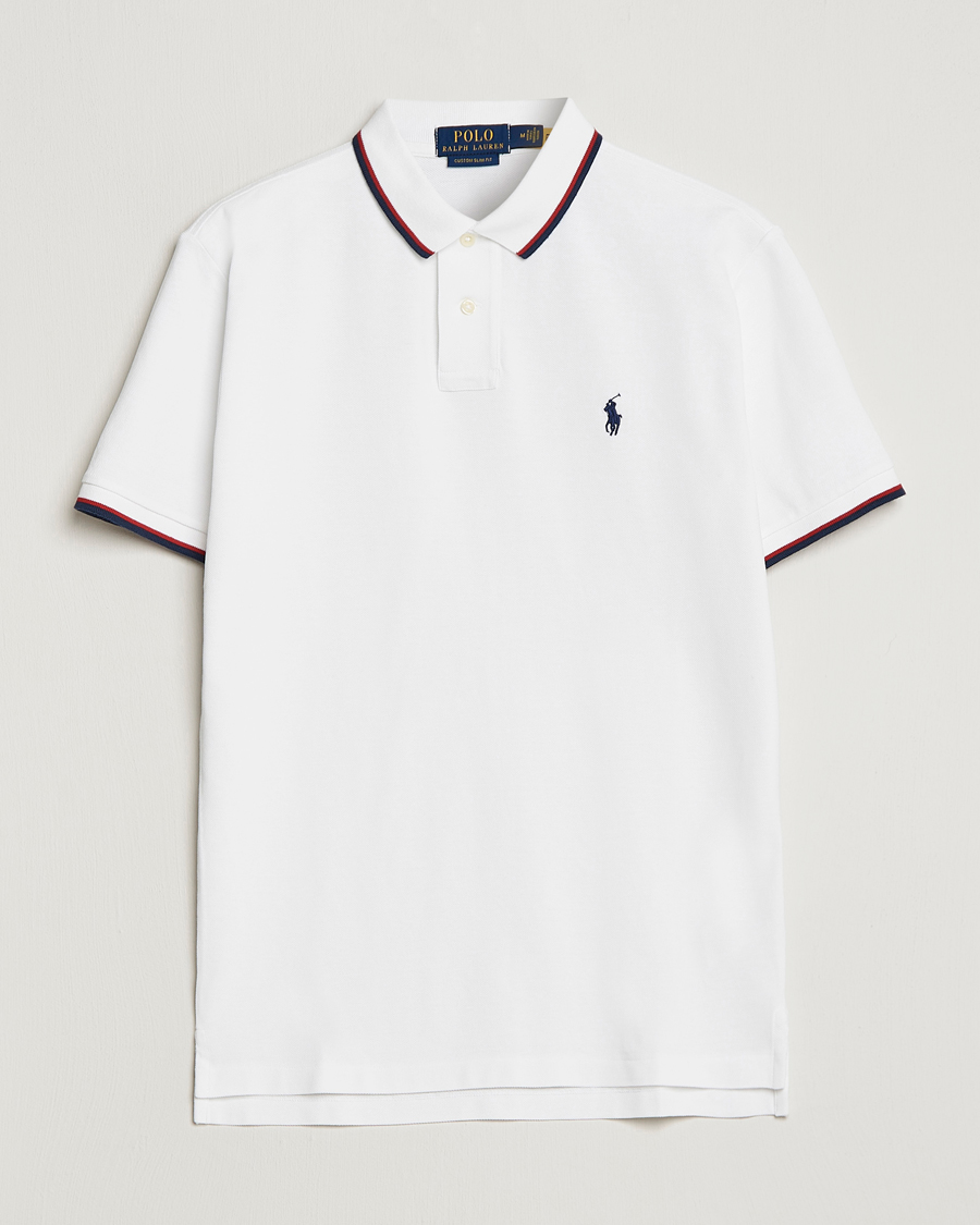 Hombres | Polos | Polo Ralph Lauren | Custom Slim Fit Tipped Polo White