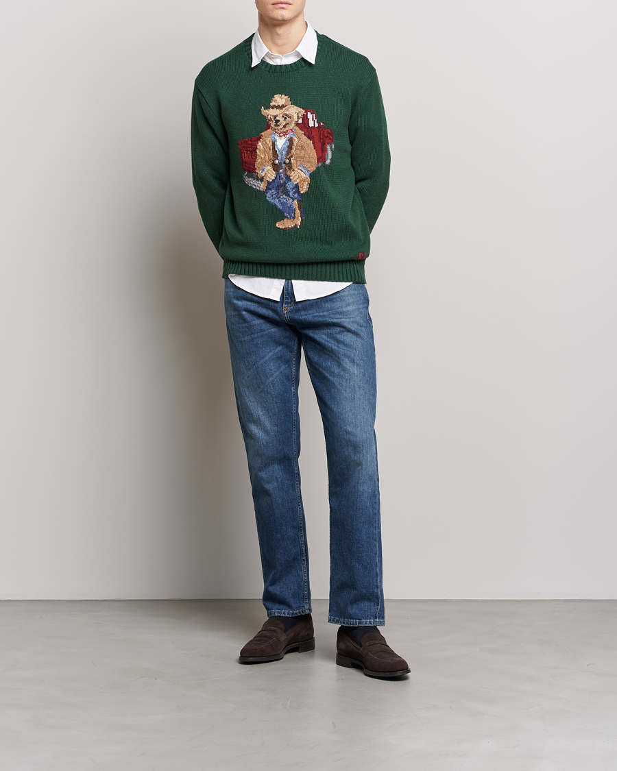 Hombres | Jerséis y prendas de punto | Polo Ralph Lauren | Knitted Crew Neck Bear Sweater New Forest Heather