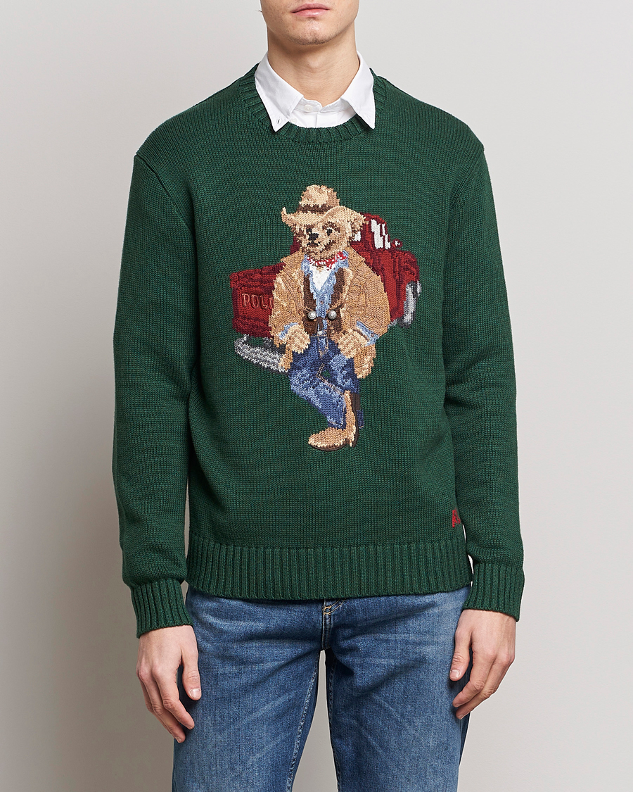 Hombres | Jerséis y prendas de punto | Polo Ralph Lauren | Knitted Crew Neck Bear Sweater New Forest Heather