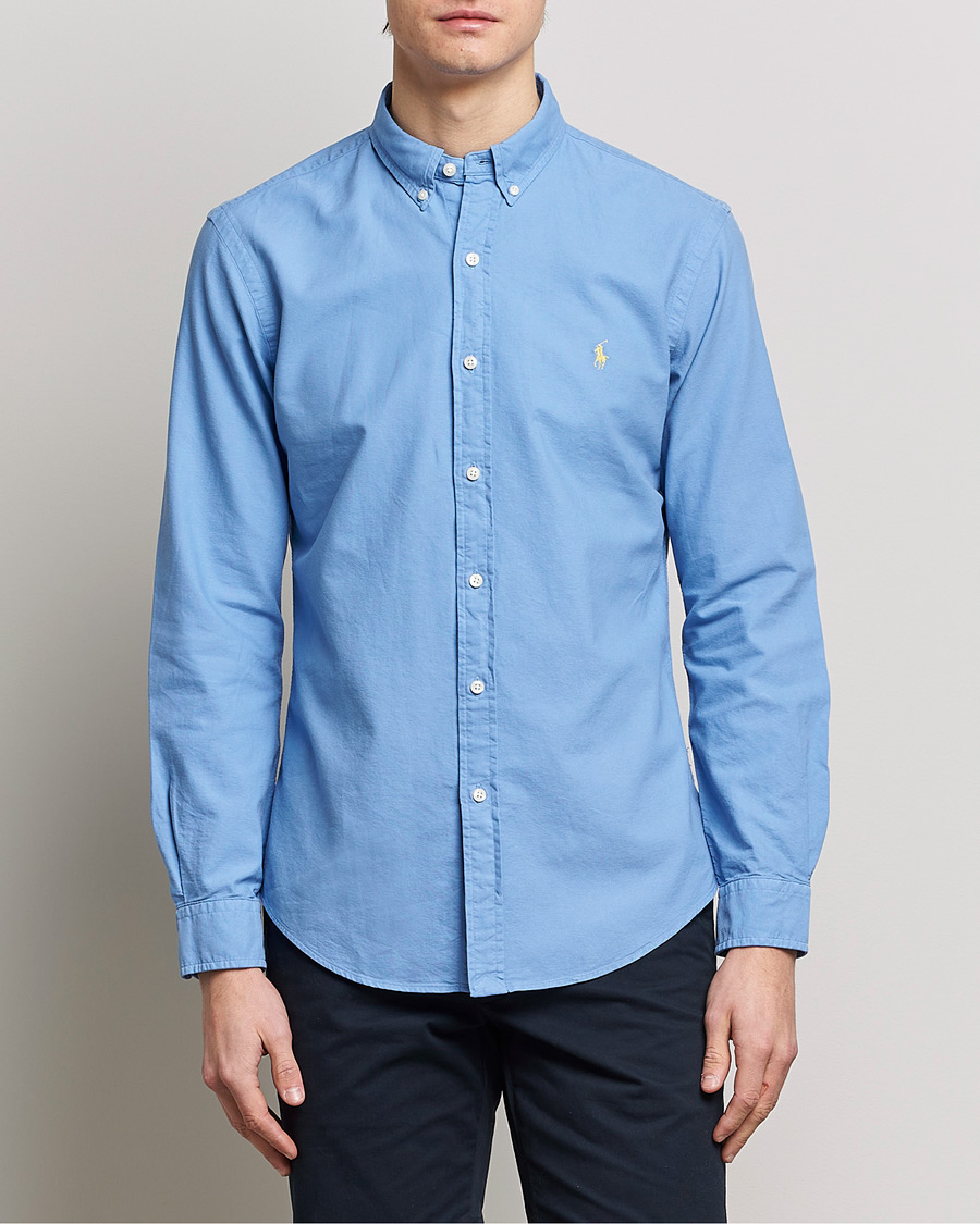 Hombres |  | Polo Ralph Lauren | Slim Fit Garment Dyed Oxford Shirt Blue