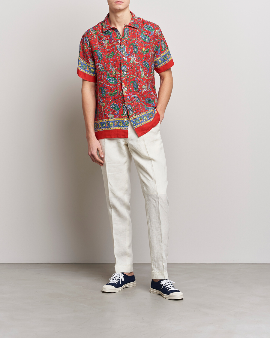 Hombres | Camisas | Polo Ralph Lauren | Linen Printed Camp Collar Shirt Red Multi