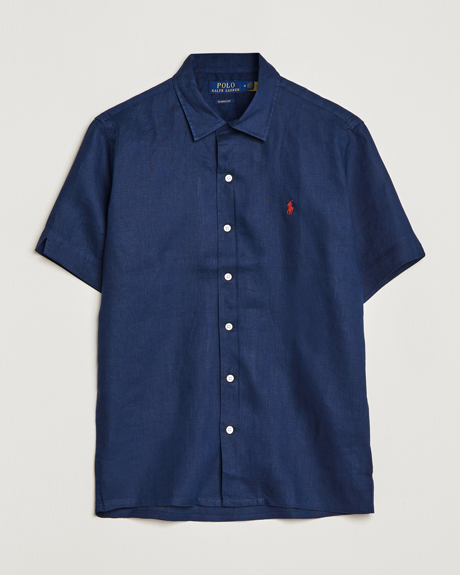 Hombres | Camisas | Polo Ralph Lauren | Linen Camp Collar Short Sleeve Shirt Newport Navy