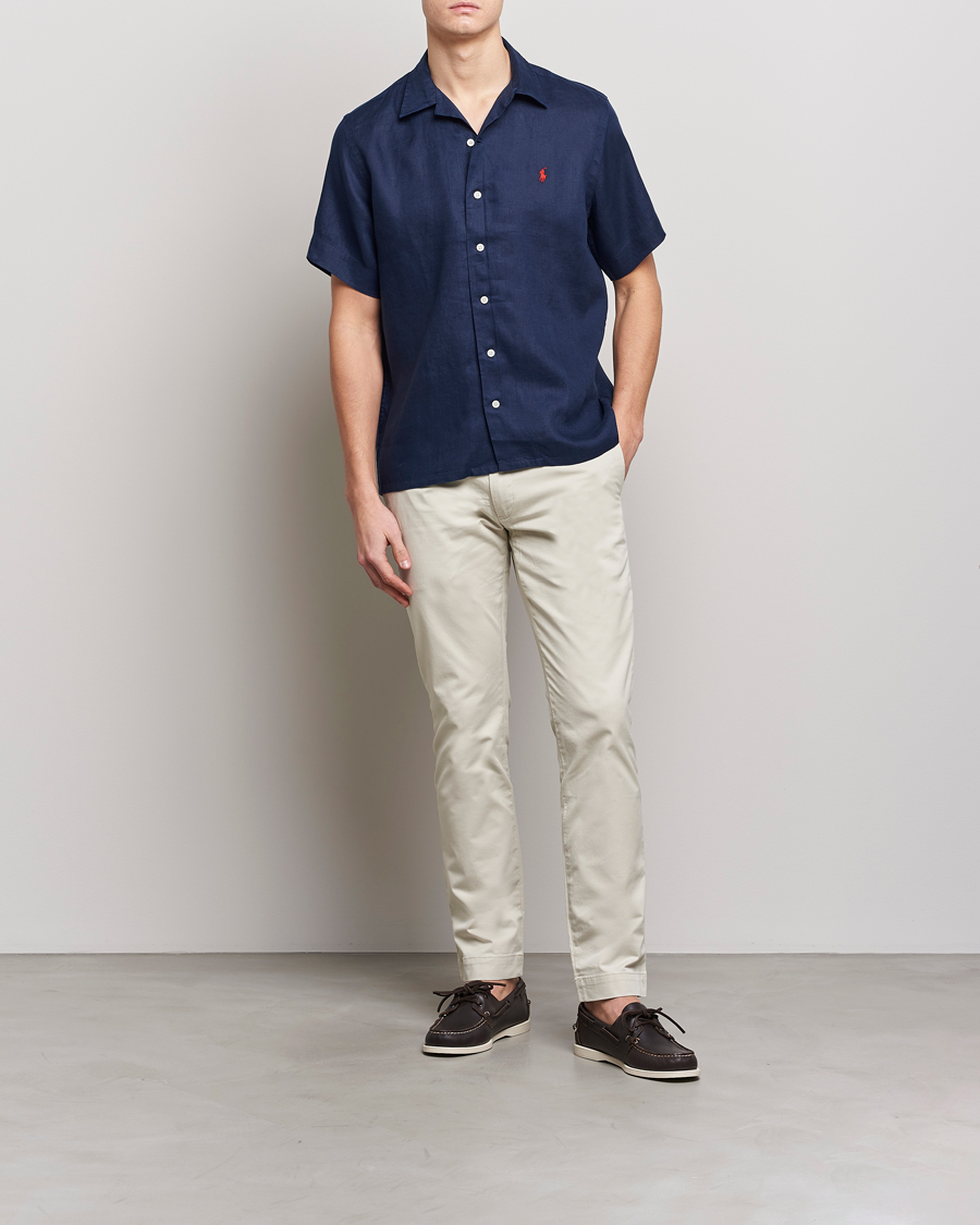 Hombres | Camisas | Polo Ralph Lauren | Linen Camp Collar Short Sleeve Shirt Newport Navy