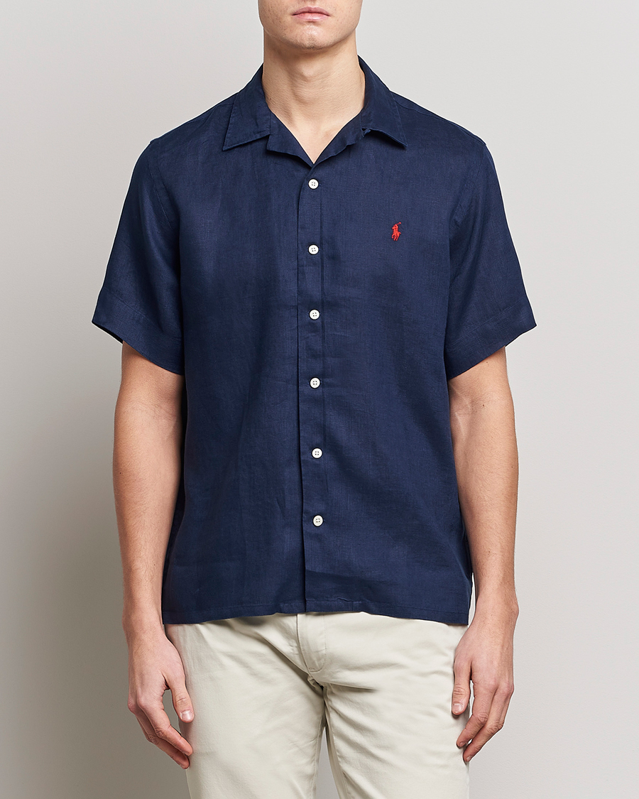 Hombres | Camisas | Polo Ralph Lauren | Linen Camp Collar Short Sleeve Shirt Newport Navy