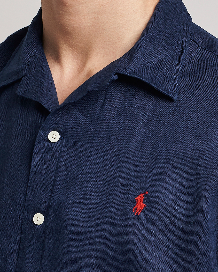 Hombres | Camisas | Polo Ralph Lauren | Linen Camp Collar Short Sleeve Shirt Newport Navy