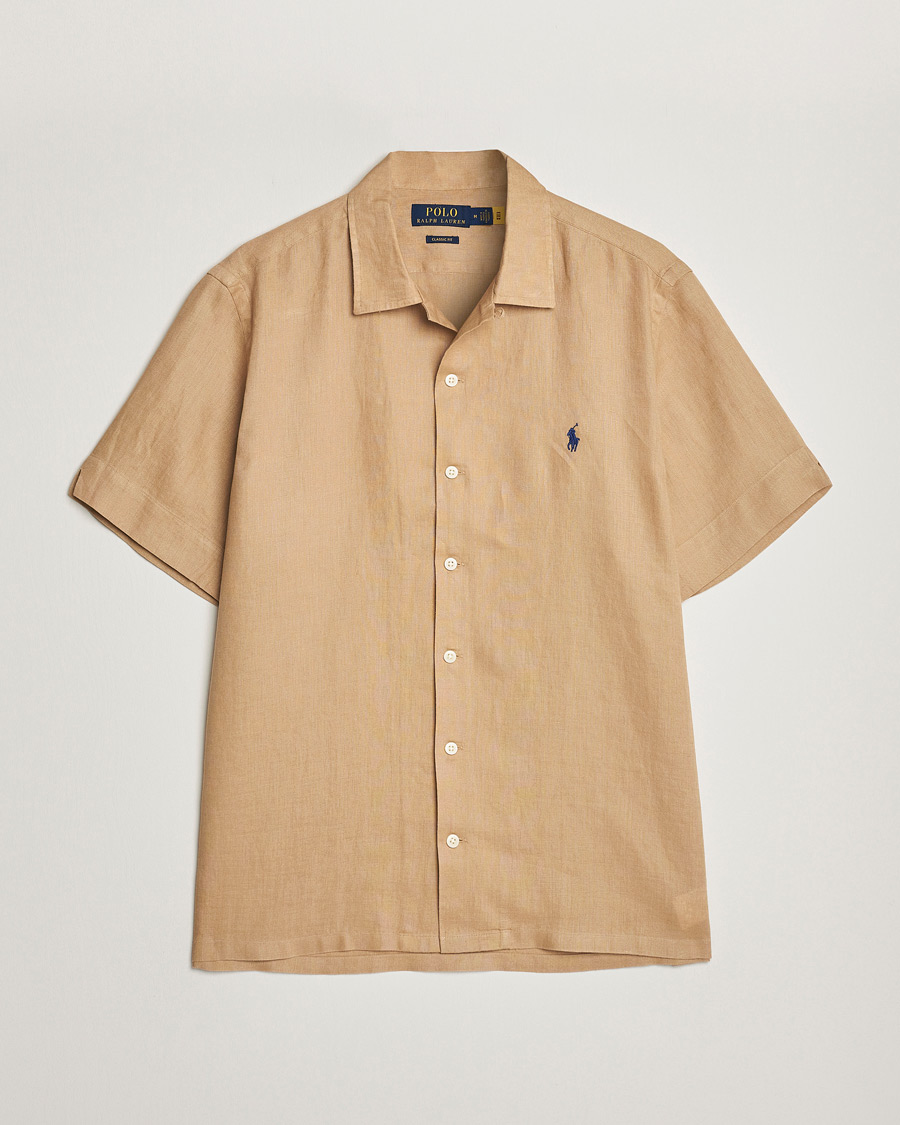 Hombres | Camisas | Polo Ralph Lauren | Linen Camp Collar Short Sleeve Shirt Vintage Khaki
