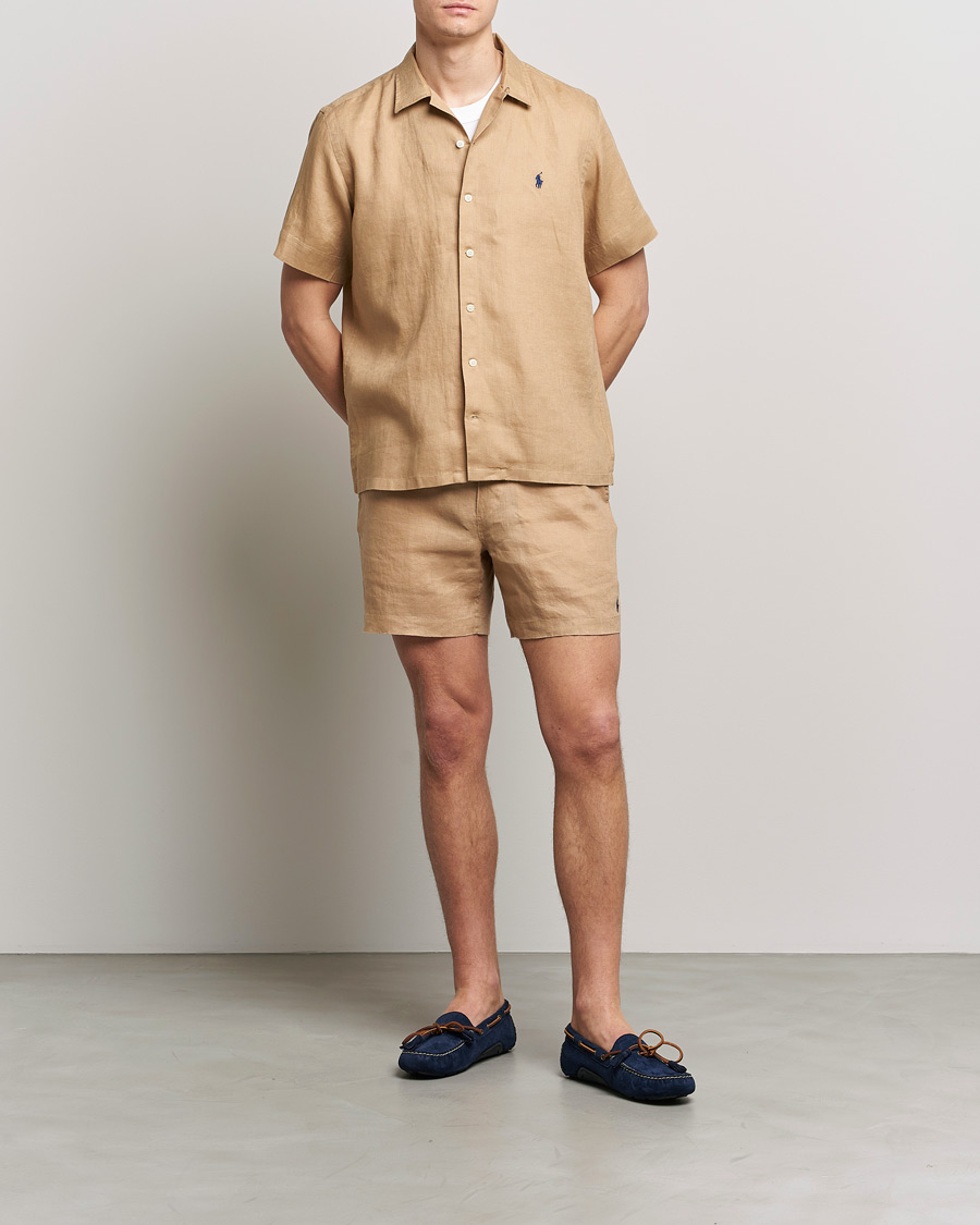 Hombres | Camisas | Polo Ralph Lauren | Linen Camp Collar Short Sleeve Shirt Vintage Khaki