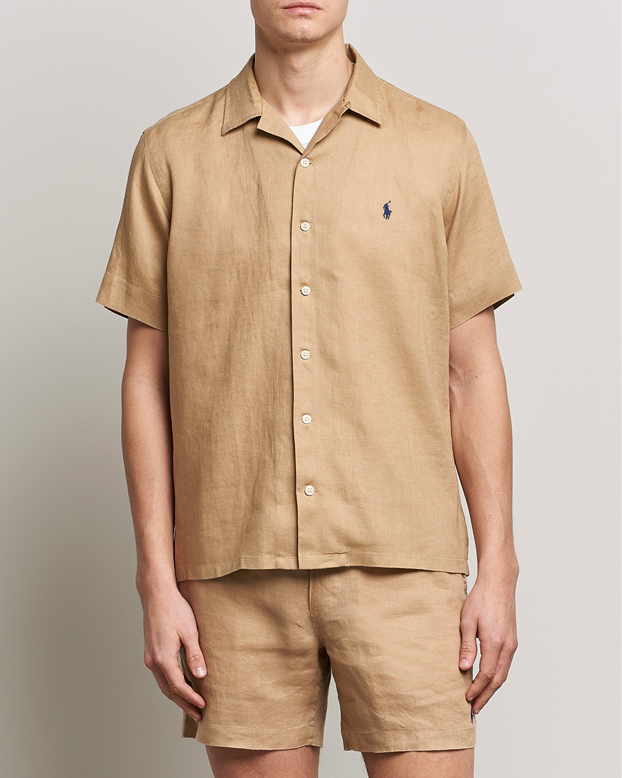 Hombres | Camisas | Polo Ralph Lauren | Linen Camp Collar Short Sleeve Shirt Vintage Khaki