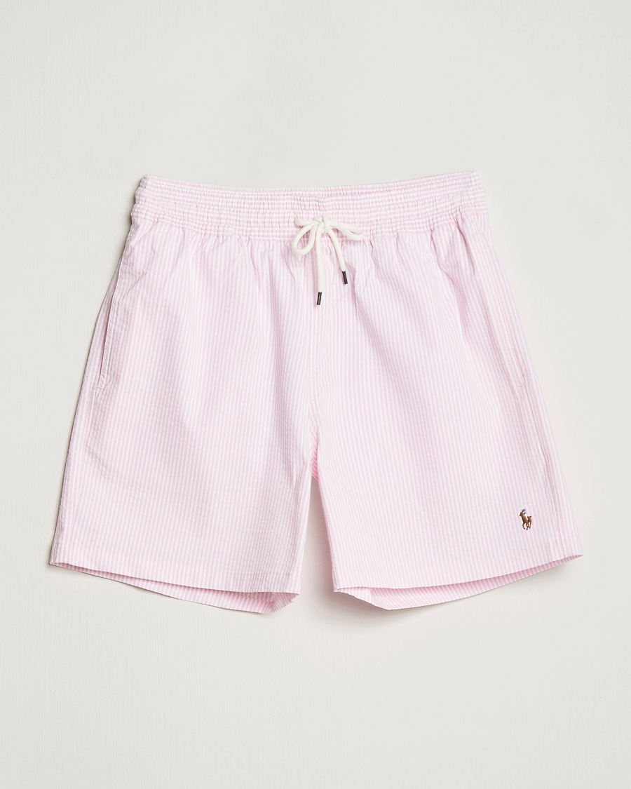 Hombres | Bañadores | Polo Ralph Lauren | Recyceled Traveler Boxer Seersucker Swimshorts Pink/White