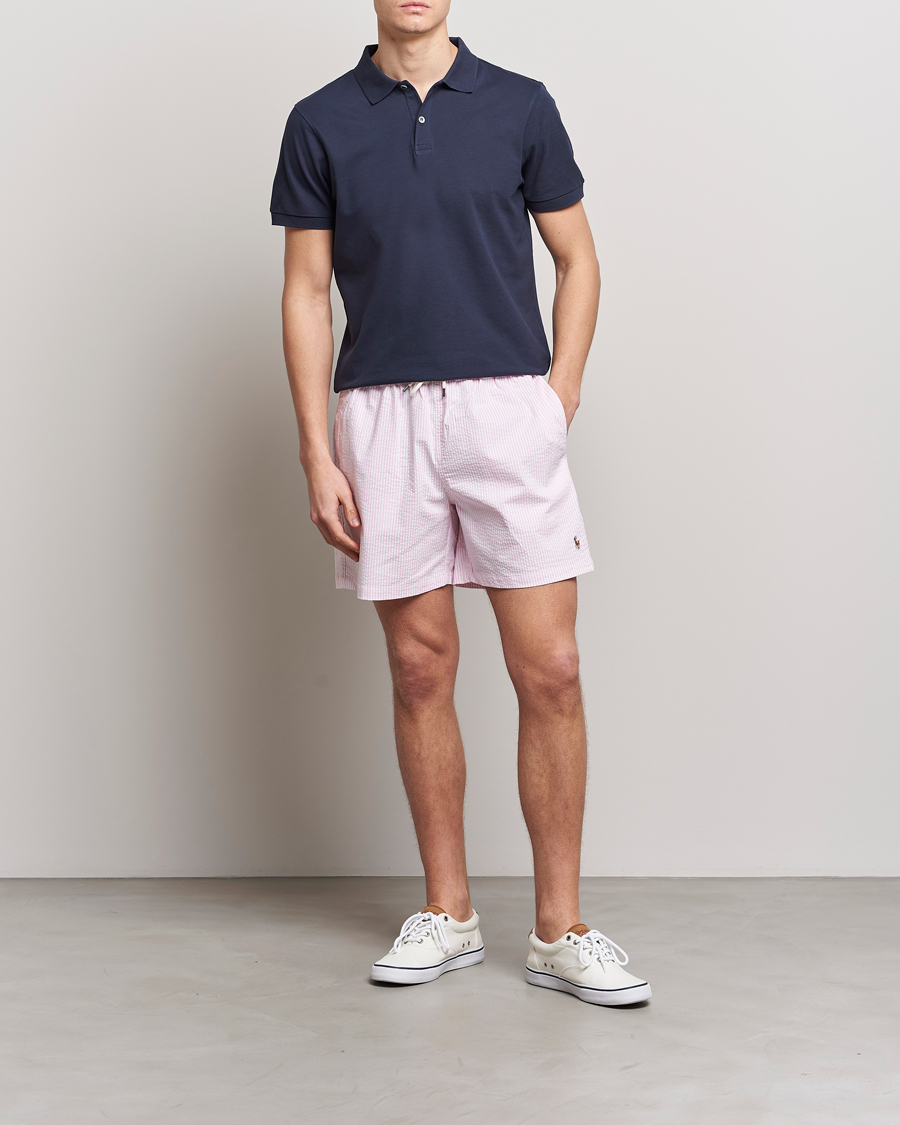 Hombres | Bañadores | Polo Ralph Lauren | Recyceled Traveler Boxer Seersucker Swimshorts Pink/White